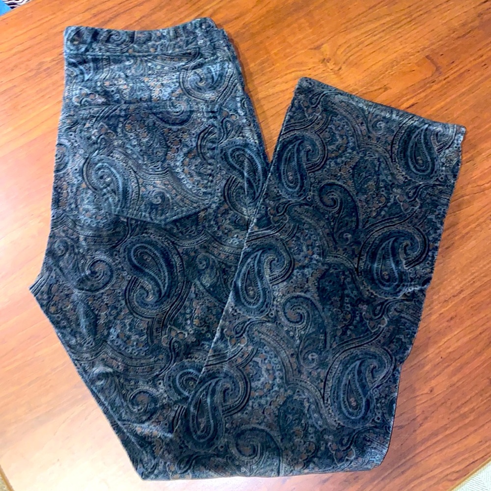 Paisley Print Velvet Pants